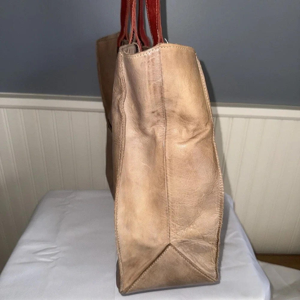 Bed Stu Leather Arlington Tote Shoulder Bag Purse Handbag Brown Red Distressed